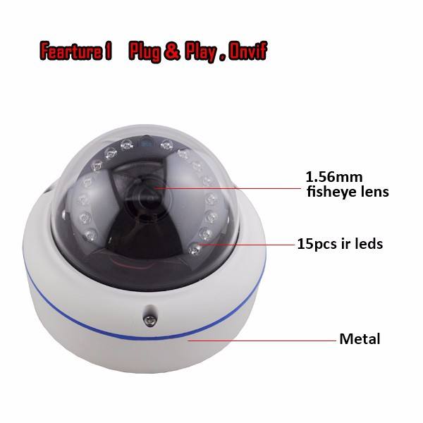 Camhi Pro 5.0Megapixel  IR Vanderpfoof Dome IP Camera China Exporter