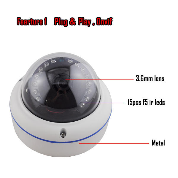 Camhi Pro 5.0Megapixel  IR Vanderpfoof Dome IP Camera China Exporter