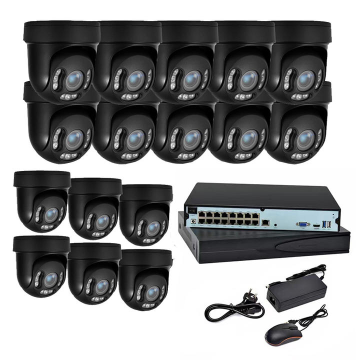 Cheap Latest 16 Channel NVR 5MP Full Colour 4X Optical ZOOM MINI PTZ CCTV POE IP Camera OEM System with 2 Way Audio