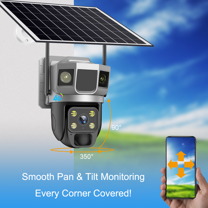 Cheapest V380 Pro APP 3.0Megapixels Solar Power Battery Double lights IP Pan&Tilt 4G sim card AOV(Always On Video)Camera Export-Oriented Factory Solutions