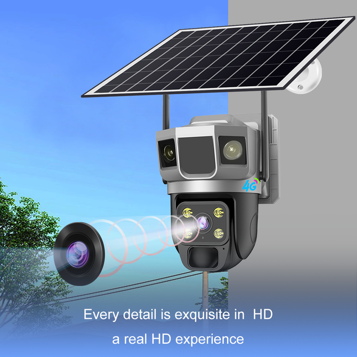 Cheapest V380 Pro APP 3.0Megapixels Solar Power Battery Double lights IP Pan&Tilt 4G sim card AOV(Always On Video)Camera Export-Oriented Factory Solutions