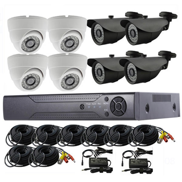 Cheap cctv 8ch h.264 dvr kit IR Cameras home cctv security systems Kadymay/OEM