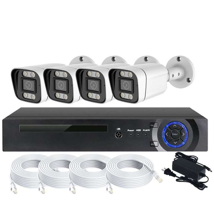 Easy To Use 4 Channels  4MP Two Ways Audio CCTV Digital Camera POE NVR KIT System