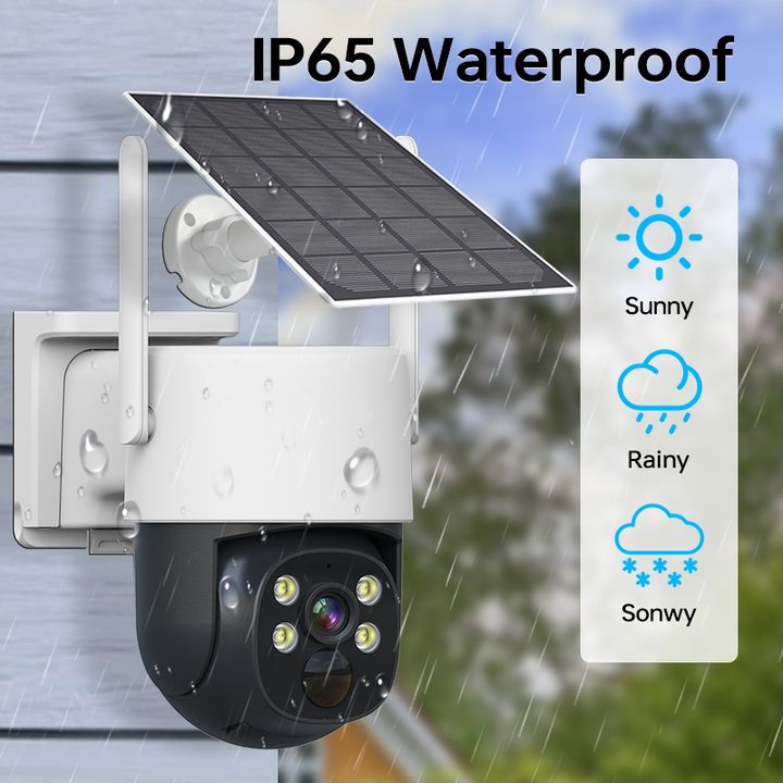 EseeCloud 4CH 4MP Rechargeable Battery Solar Power CCTV Camera System Outdoor Wireless Security Solar WIFI Camera NVR Kit