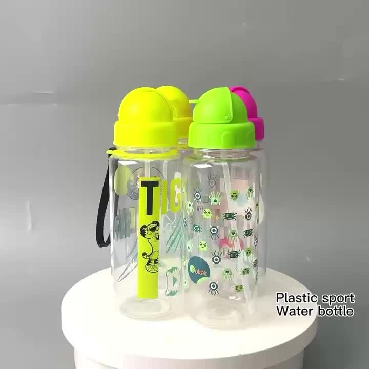 0.55L Eco friendly  wholesale custom logo and pattern Portable cute bpa free plastic kids water bottle with sippy