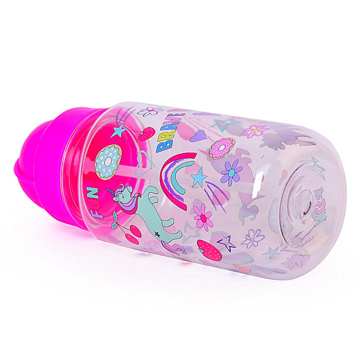 0.55L Eco friendly  wholesale custom logo and pattern Portable cute bpa free plastic kids water bottle with sippy