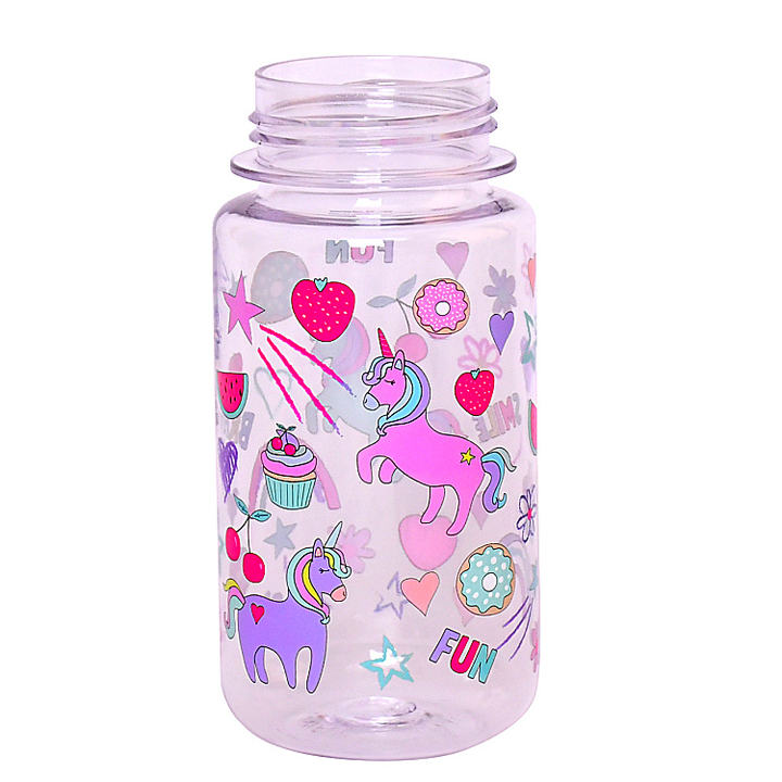 0.55L Eco friendly  wholesale custom logo and pattern Portable cute bpa free plastic kids water bottle with sippy