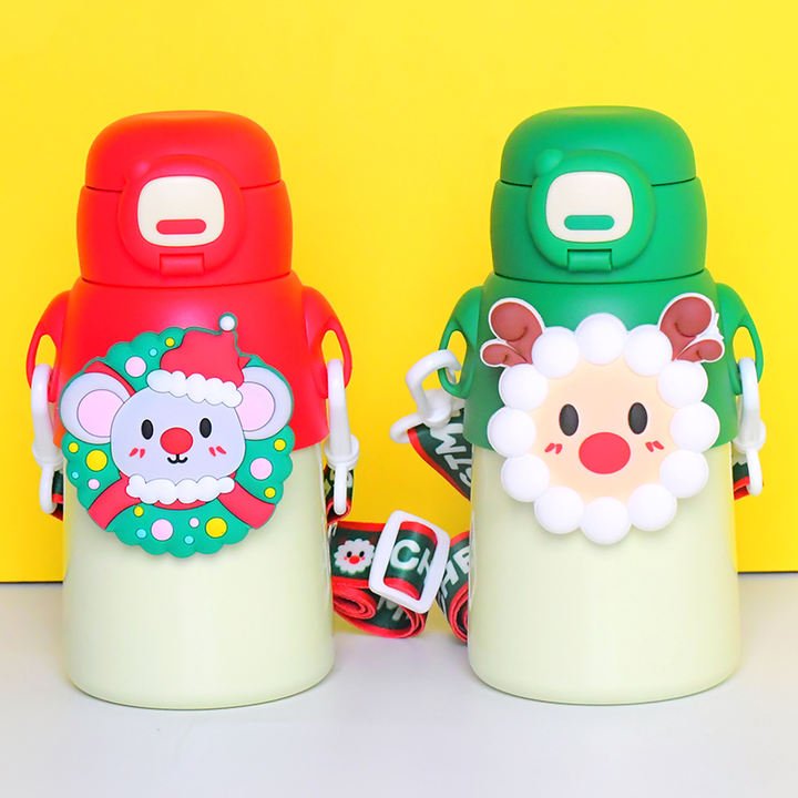 0.5L Open the lid with one hand customized leakproof 304 stainless steel sport water bottle with straw for kids and students Wholesale Factory Bulk Orders