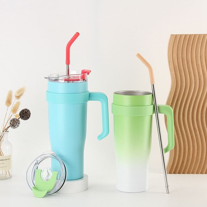 100% leak froof 18/8 stainless steel double wall  bpa free mug 40oz large thermal insulation tumbler with handle and straw lid Manufacturing Firm