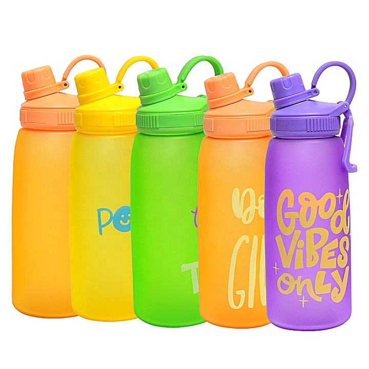 1000ML Custom  multicolor Durable and portable plastic sport camp water bottle with soft Silicone handle Supplier Wholesale