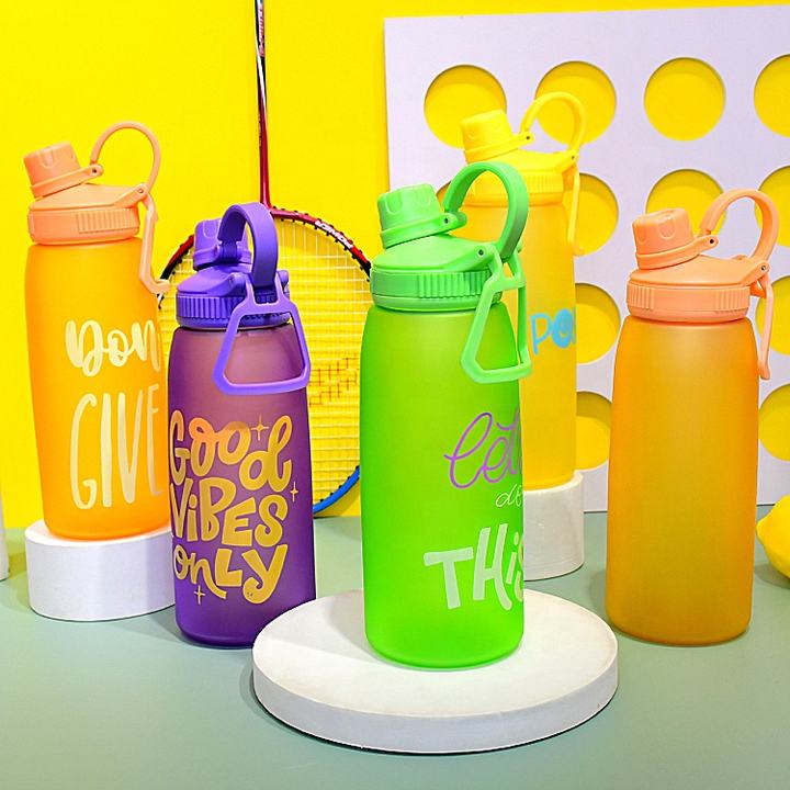 1000ML Custom  multicolor Durable and portable plastic sport camp water bottle with soft Silicone handle Supplier Wholesale