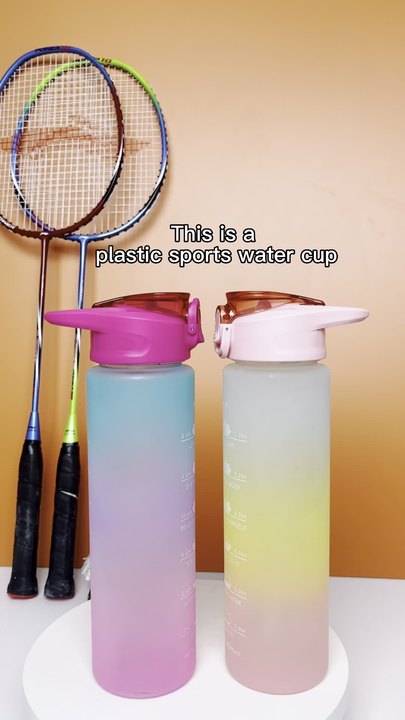 1000ml wholesale price 32oz/1lL Custom Bpa Free  Gym gradient Motivational plastic sport water bottles with handle