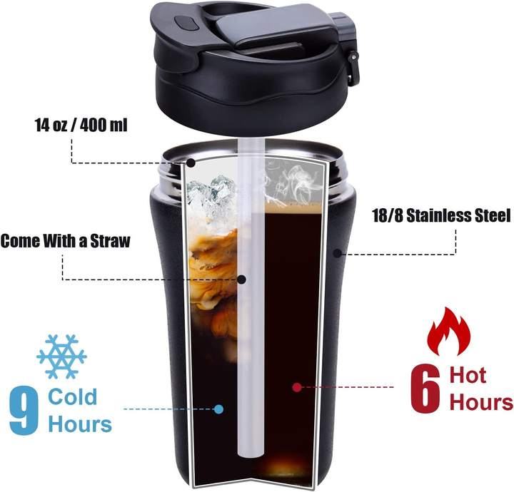 14oz Stainless Steel Minimalist Insulated Travel Mug Straight Cup Coffee Cup Camping 500ml Water Capacity Vacuum Flask Thermal Export-Oriented Factory Custom Solutions