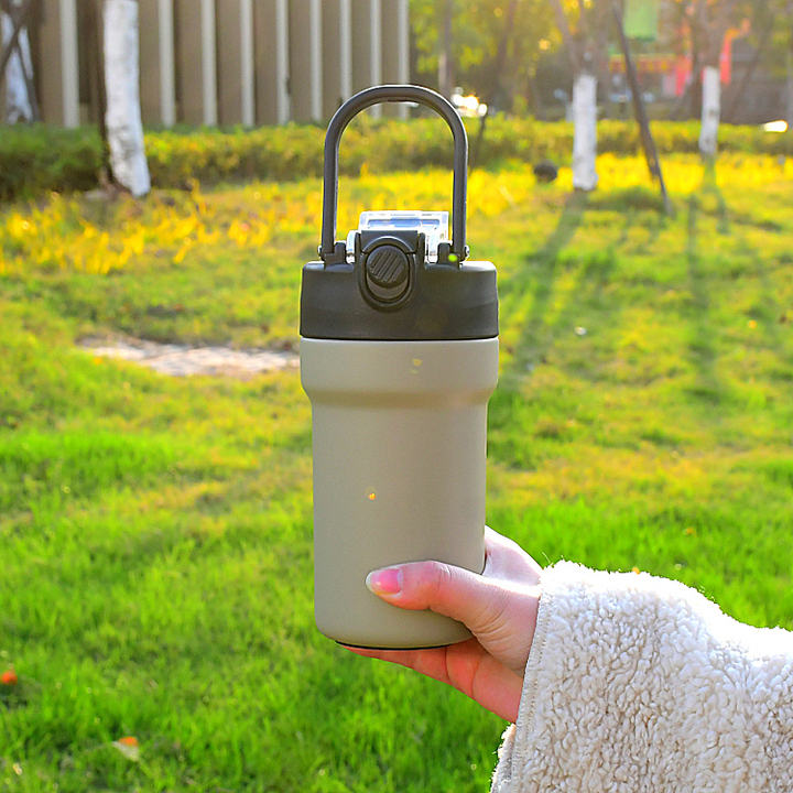 17oz/500ml travel coffee cup OEM/ODM bpa free Double wall insulated 304 stainless steel sport water bottle with portable handle Manufacturer and Supplier Excellence