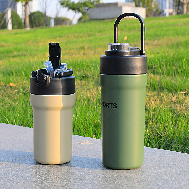 17oz/500ml travel coffee cup OEM/ODM bpa free Double wall insulated 304 stainless steel sport water bottle with portable handle Manufacturer and Supplier Excellence