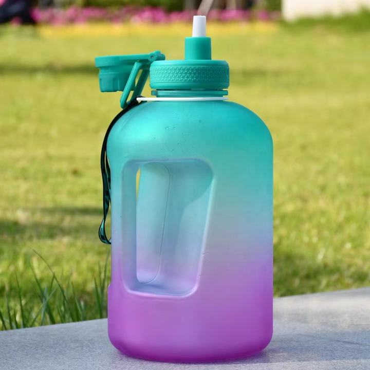 2.4L/80OZ Big capacity  Eco Motivational Custom Logo  Gallon Sports Water Bottle With  Handle and straw Wholesale Manufacturer