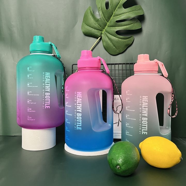 2.5L Big Capacity CUSTOM Color Gradient Frosted BPA-Free Plastic gym Outdoor Sports Water Bottle Wtih handle and straw Factory Wholesale Trade
