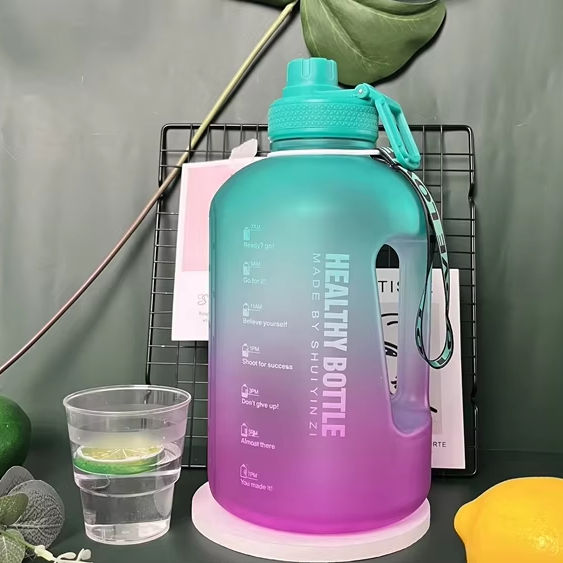 2.5L Big Capacity CUSTOM Color Gradient Frosted BPA-Free Plastic gym Outdoor Sports Water Bottle Wtih handle and straw Factory Wholesale Trade