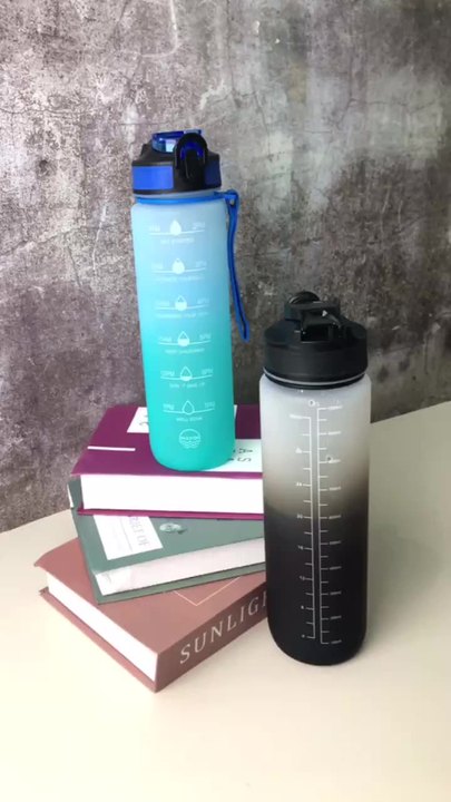 2023 Eco Friendly Products Trinkflasche Camping Plastic Outdoor Unisex Sport Tasse 1L Motivational Gym Fitness Water Bottle Contract Manufacturing