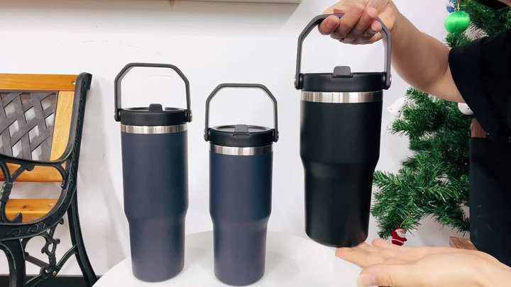 20oz/25oz/30oz Portable Gift cup Double wall Vacuum Insulated stainless steel outdoor Travel cup with Leak-proof handle lid