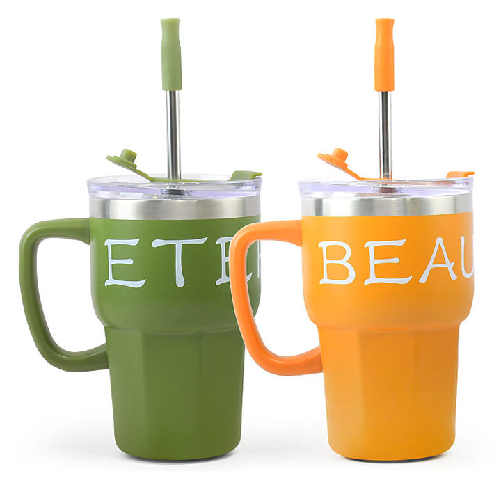 20oz /600ml Popular Customize gift Double Wall Stainless Steel flask vacuum Insulated Travel Tumbler Mugs With  straw Factory Direct Sales
