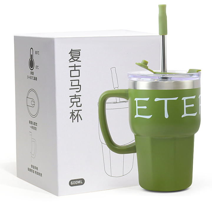 20oz /600ml Popular Customize gift Double Wall Stainless Steel flask vacuum Insulated Travel Tumbler Mugs With  straw Factory Direct Sales
