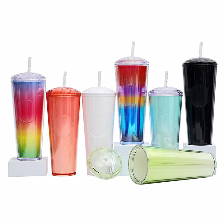 24oz BPA-Free Durable Cupholder Friendly Wide Mouth Travel Mug double wall Acrylic Studded Tumblers with Lid and Straw Product Manufacturing