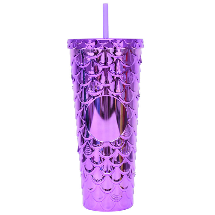 24oz Reusable Large Tumbler DIY Double wall Insulated Studded Tumbler with Straw and Lid for Iced Coffee Cold Drinks or Water Private Label Manufacturing Bulk Orders