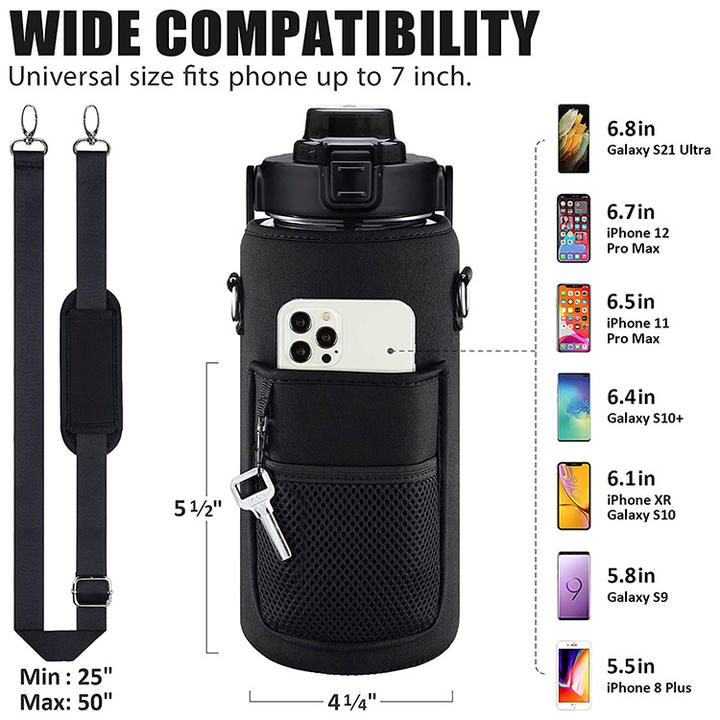 2L Large Unisex Gym Water Bottle Bpa Free Eco-Friendly  Camping Fitness Sport Motivational Glass Bottle with lid ans straw Contract Manufacturing