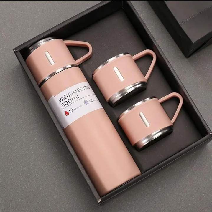 3 Cups Gift Set Stainless Steel Thermo 500ml/16.9oz Vacuum Insulated Bottle with Cup for Coffee Hot drink and Cold drink Factory Wholesale Custom Solutions