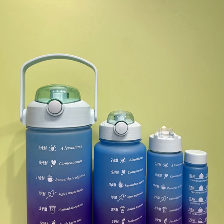 3 in 1gift Set Jug Sport Motivation Water Bottle Color Gym Workout Camp Plastic Gradient Botella De Agua Bpa Free 4 in 1 Travel Wholesale Factory Customization