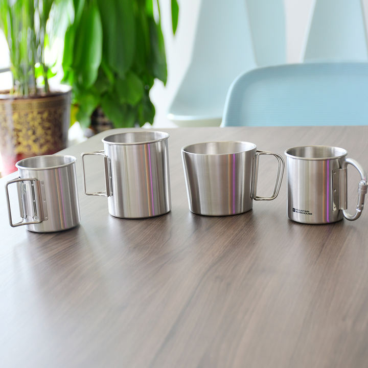 300ml /10oz Stainless Steel Camping Coffee Mug with carabiner for for Outdoor Sports Travel Hiking Large Order Wholesale Export