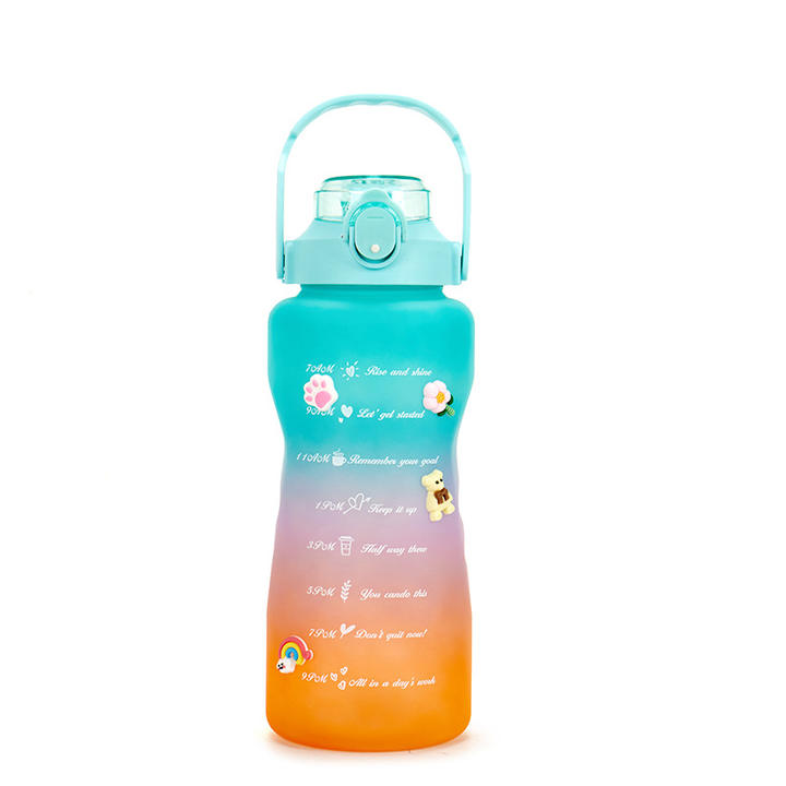 300ml BPA-Free Gradient Silicone Sports Water Bottle 3-in-1 Plastic Lid Motivational Fitness 3in1 OEM/ODM Set Travel Camping China Wholesale Factory Outlet