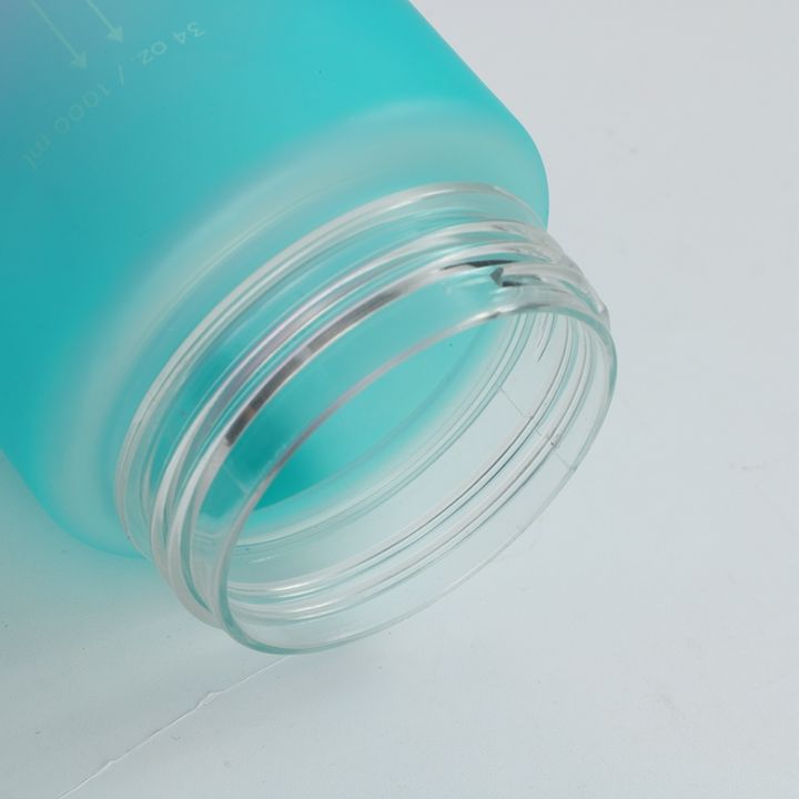 32oz/1000ml OEM Custom Bpa Free plastic sport Gym Motivational water bottles with time marker and silicone straw clear cover Global Manufacturing