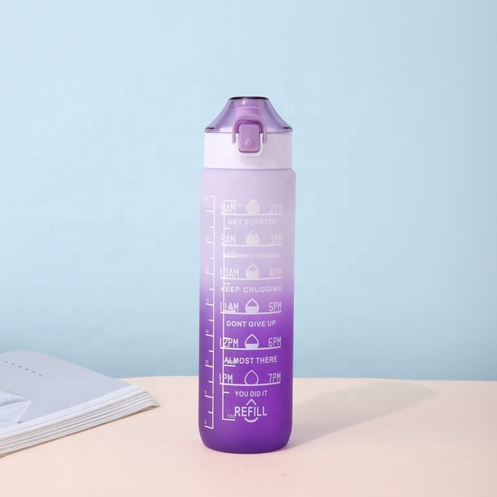 32oz/1liter directly drinking customized gradient color and logo bpa free plastic sport water bottle with portable lid Industrial Exporter Factory
