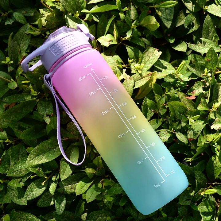 32oz Custom Logo New PP Plastic Gym Motivational Water Bottle Matte Clear Sport Bottle For Travel Camping