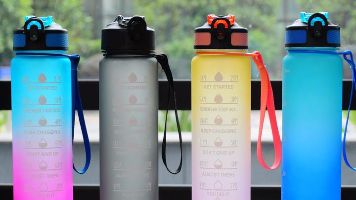 32oz Water Bottle 1000ml Custom Gradient Gym Bottleplasticrecycled Plastic Bpa Free Sport Camping Unisex Plastic Fruit Infuser Low-Cost Manufacturing
