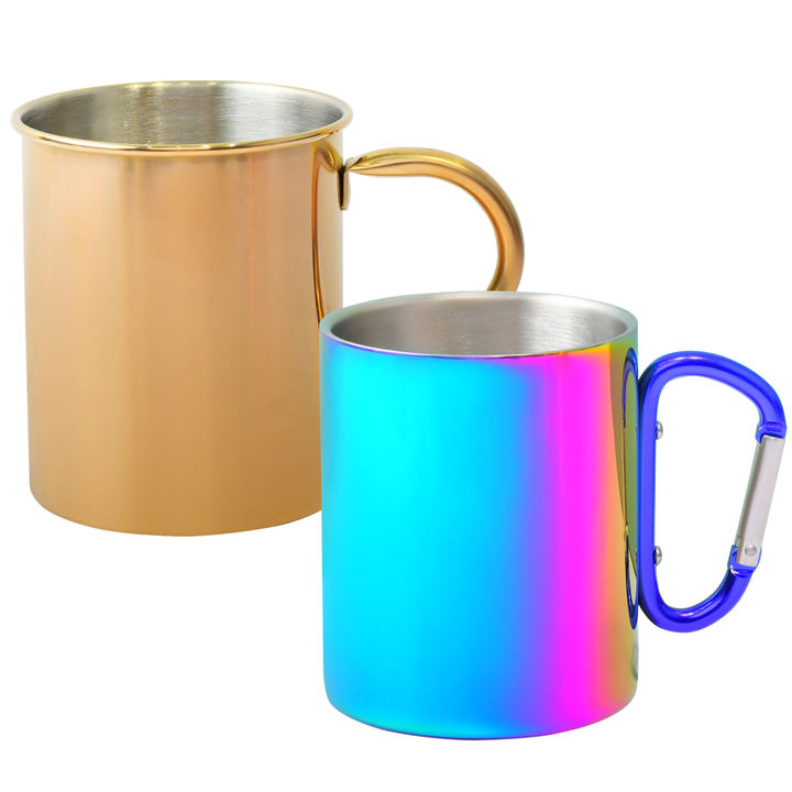 400ml BPA Free Custom color stainless steel outdoor Cooking Pot Travel  Camp Mug coffee cup with carabiner