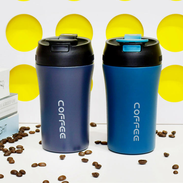 400ml luxury custom logo color printed double wall stainless steel coffee mug cup with straw lid Wholesale Distribution Center Customization