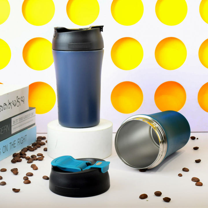 400ml luxury custom logo color printed double wall stainless steel coffee mug cup with straw lid Wholesale Distribution Center Customization