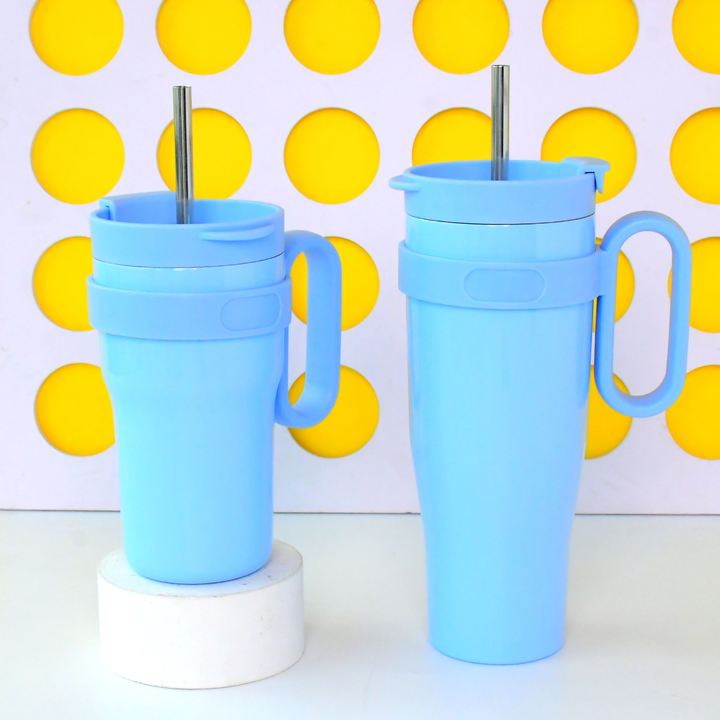 40oz  Environmentally friendly Portable double wall Thermal insulation stainless steel car cup with handle and straw Wholesale Bulk Supply
