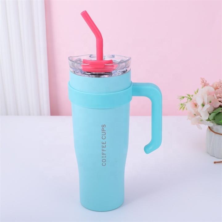 40oz coffee cup double wall sport gym mug Thermal insulation stainless steel tumbler with handle and straw China Industrial Supplier Chain