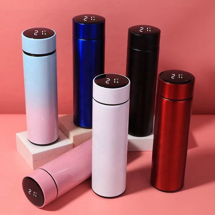 480ml/16oz Stainless Steel vacuum Cup Minimalist LED Temperature Display Smart Thermos Flask Water bottle with tea infuser Chinese Wholesale Supplier