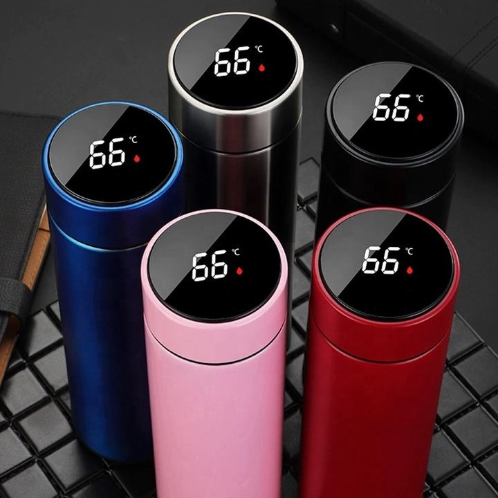 480ml/16oz Stainless Steel vacuum Cup Minimalist LED Temperature Display Smart Thermos Flask Water bottle with tea infuser Chinese Wholesale Supplier