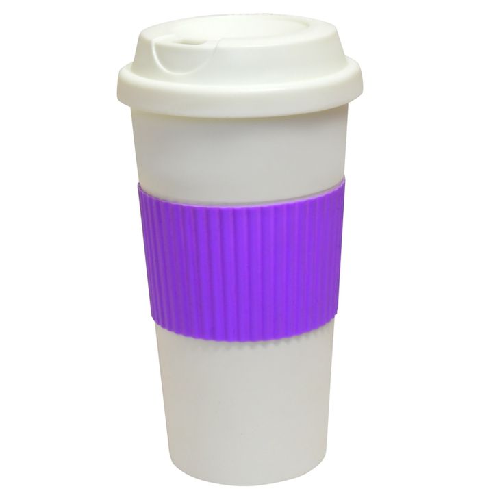 480ml/16oz Wholesale Eco Friendly Unbreakable double wall plastic coffee cup with With Silicone Protective Sleeve and Non-slip b High-Volume Manufacturing