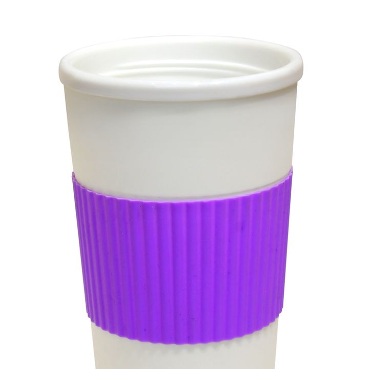480ml/16oz Wholesale Eco Friendly Unbreakable double wall plastic coffee cup with With Silicone Protective Sleeve and Non-slip b High-Volume Manufacturing