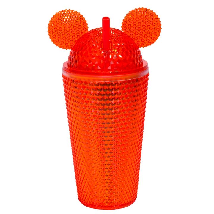 480ml/16oz custom multicolor children cartoon Plastic drinking Double Walled cute Mouse ears kids cup with straw B2B Factory Pricing