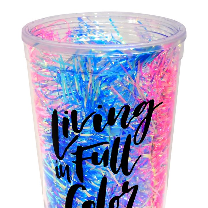 480ml/16oz customizable bpa free Multi-Colors Sparkling Handgrip Coffee Ribbon Cup with straw and clear Dome lid Private Label Manufacturing Innovation