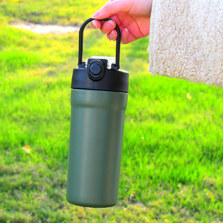 500ml stainless steel Double Wall insulated sport water bottle with leakproof Bounce cap and Built-in suction tube Trade Factory Direct