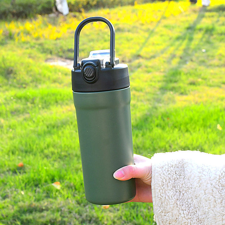 500ml stainless steel Double Wall insulated sport water bottle with leakproof Bounce cap and Built-in suction tube Trade Factory Direct